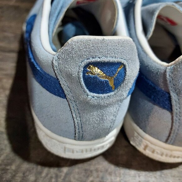 Puma Light Blue Suede Sneakers Ladies 6.5 USA With Dark Blue Side Accent - Picture 10 of 11